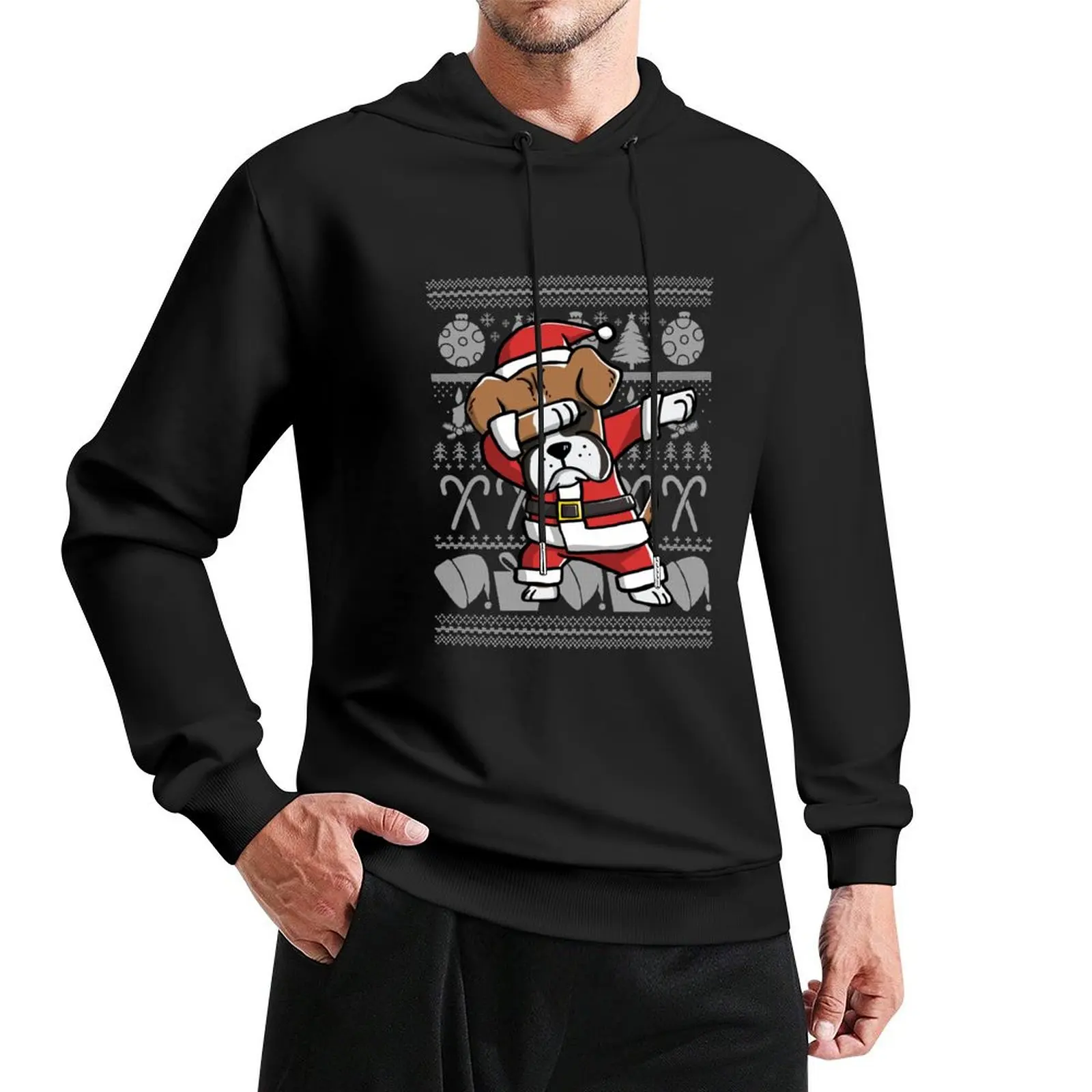 

Dabbing Boxer Ugly Christmas Sweater Pullover Hoodie men's sweat-shirt hooded shirt pullover hoodies