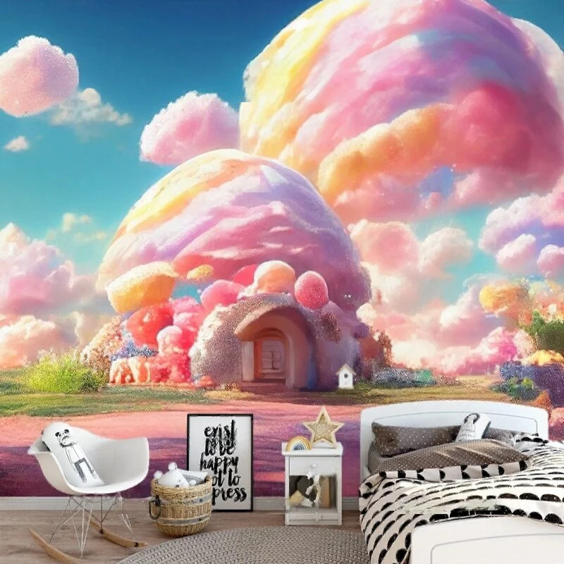 

Пользовательские обои с рисунком облаков из мультфильма для детской комнаты, детская фоновая настенная роспись, домашний декор, персонализированные 3D обои