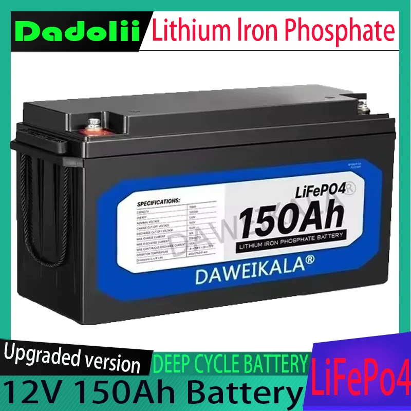 

12V 150Ah LiFePO4 Battery with BMS - Deep Cycle Lithium Iron Phosphate Battery for Solar Power/RV/Marine/Trolling Motor - 4000+
