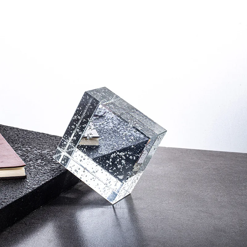 Creative Square Regular Hexagonal Double-sided Ice Pattern Crystal Glass Brick, Solid Ultra-white Transparent Hot Melt Brick For