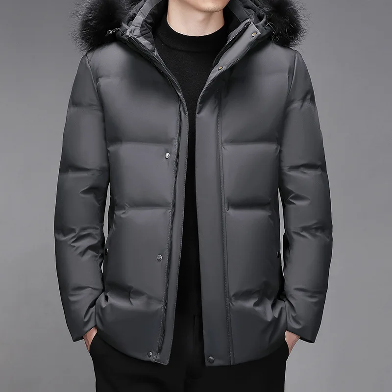 

Down Jacket Men Short Winter Jackets Warm Lightweight White Goose Down Coats Men Down Parka Streetwear Overcoats Padded Coat