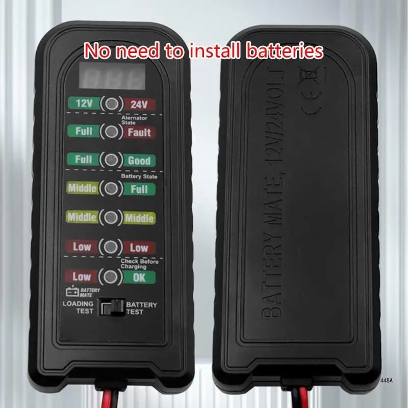 LED Indication Car Battery Tester Fault Detector Alternator Diagnostic Tools Motorcycle Battery Tester Checker Portable