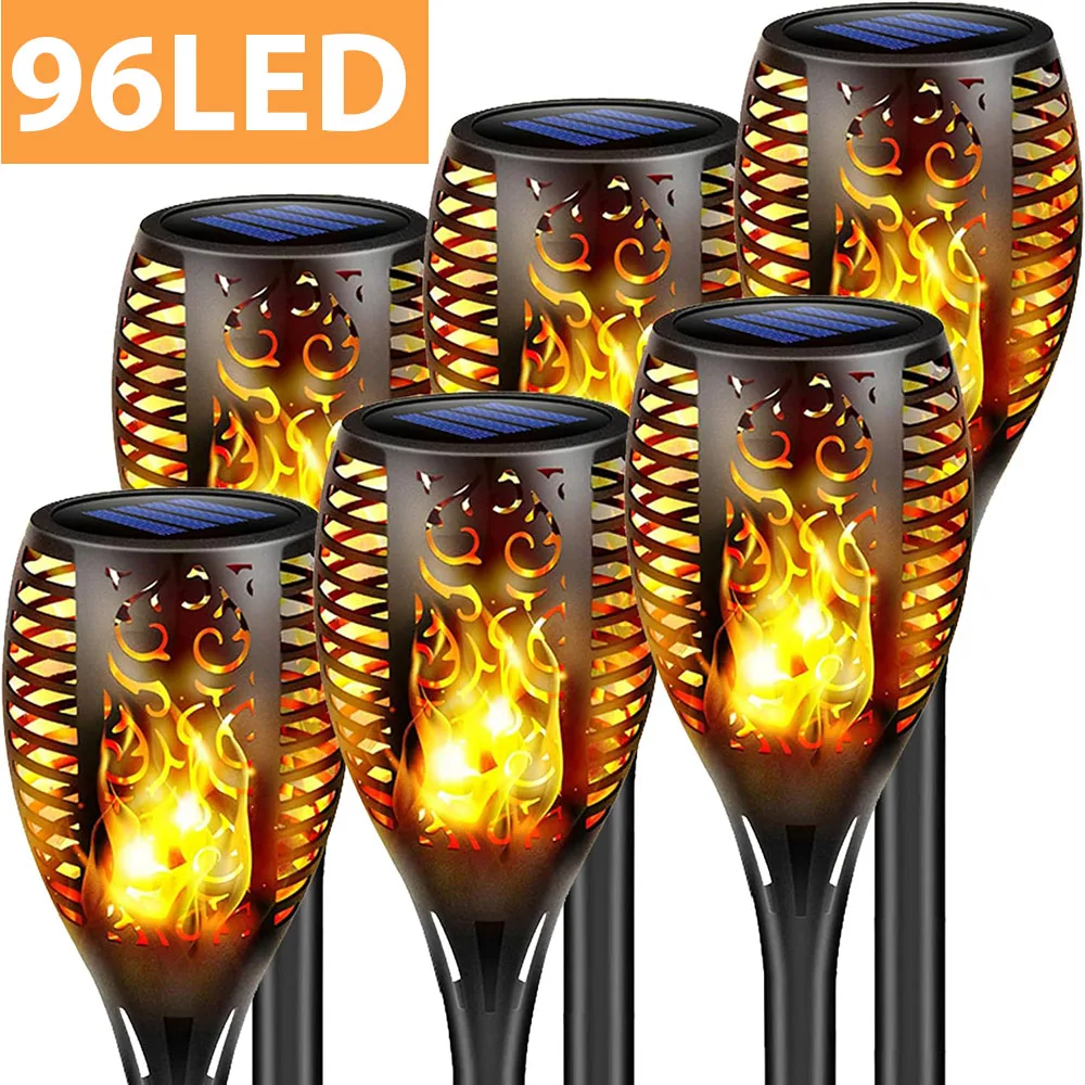 Solar Lights Flickering Flames Torch Lights Outdoor Waterproof Landscape Decoration Flame Lights for Yard Garden Pathway