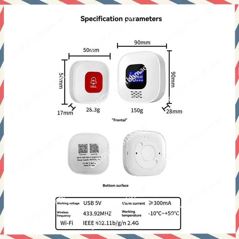 -A21Z Tuya Smart Wifi SOS Alert System Emergency Call Button Elderly Caregiver Pager For Seniors Patients Home