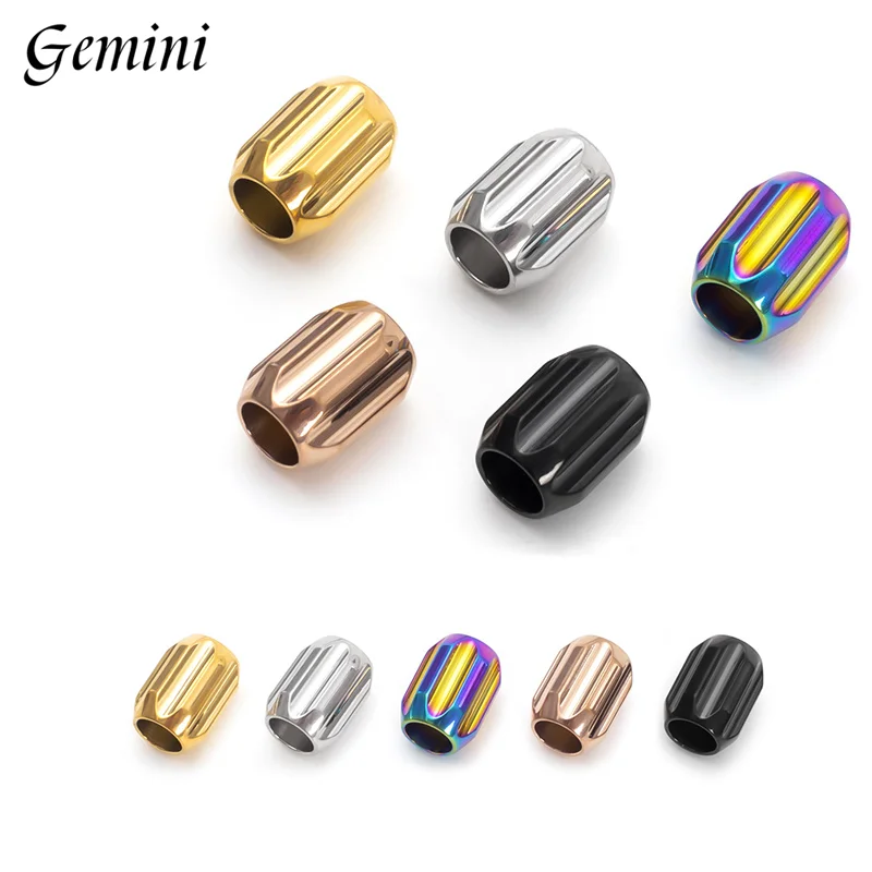 

5Pcs Stainless Lanyard Beads Knives Texture Barrel Paracord Bead Bracelet Keychains Handcraft Pendant DIY Outdoor Accessories