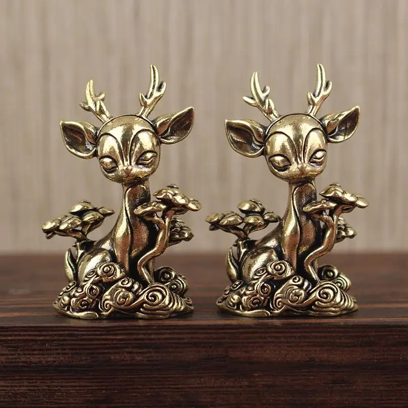 Hirschfigur aus Messing, exquisites Mini-Teetier-Ornament, kreatives kleines Dekor für Büro, Schreibtisch, Zuhause, Geschenk. – Detail 5