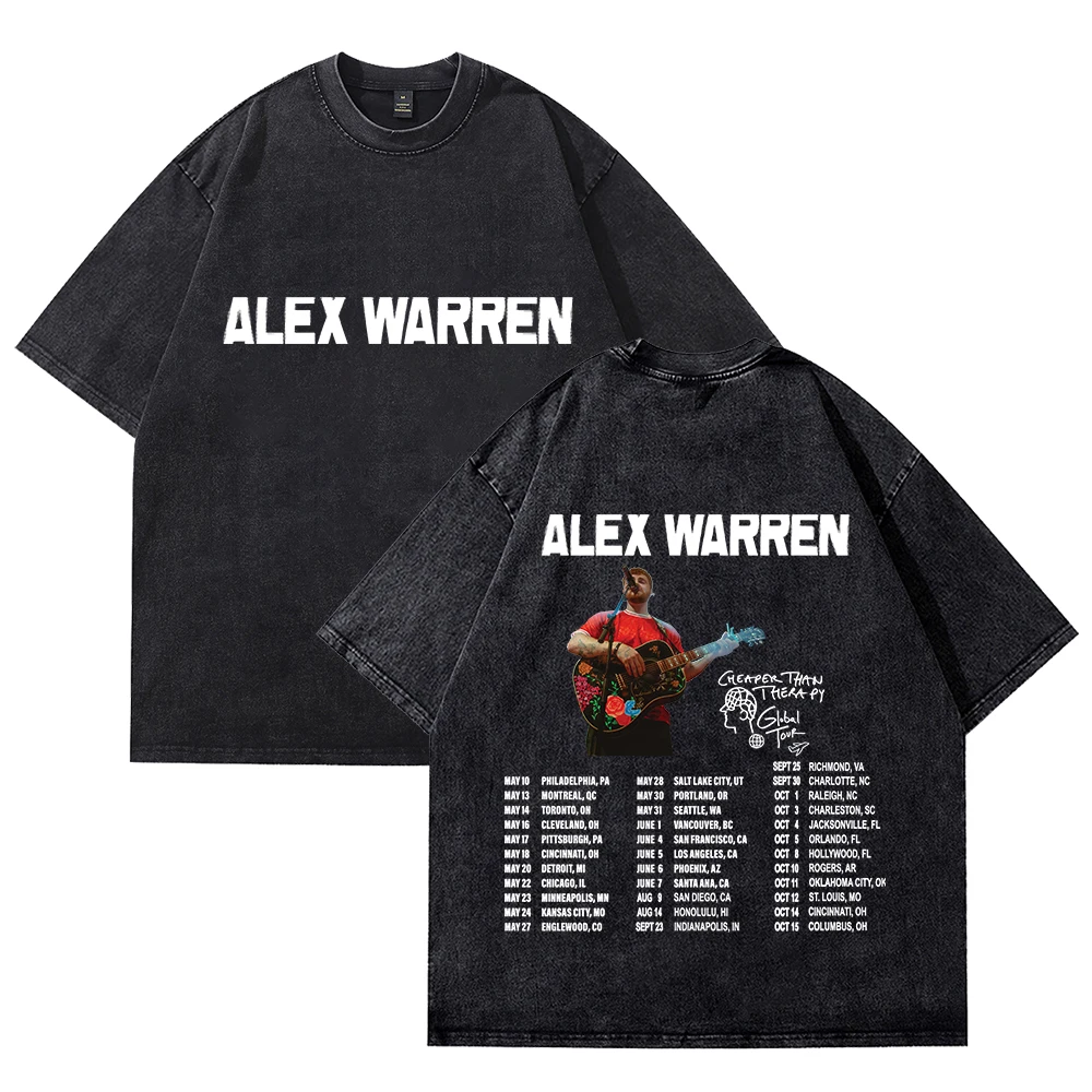 

Alex Warren Cheaper Than Therapy Global Tour Tshirt Merch Unisex Vintage Cotton Wash Tees Short Sleeve O-neck Tee