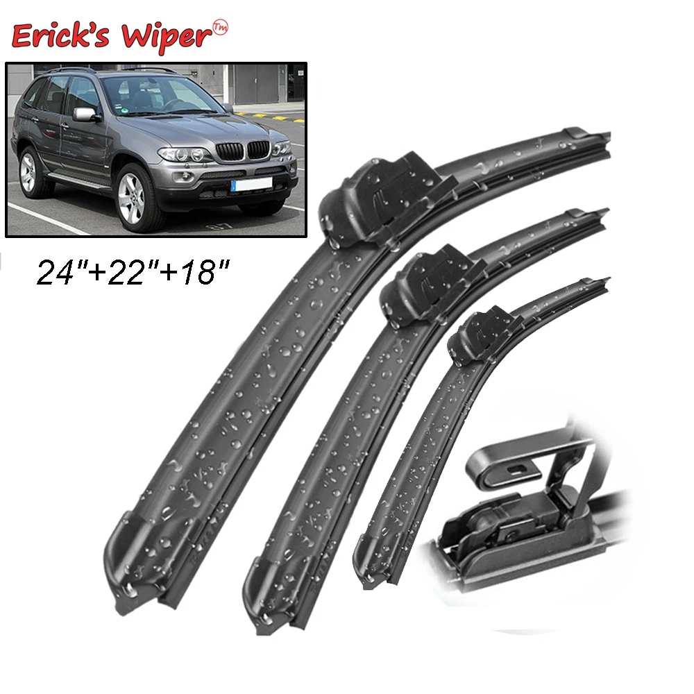 Erick\'s Wiper Front & Rear Wiper Blades Set Kit For BMW X5 E53 2000 - 2006 Windshield Windscreen Window Brushes 24\