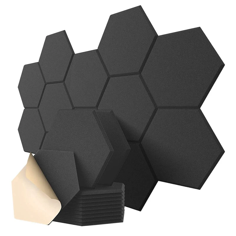 

24 Pack Self-Adhesive Acoustic Panels, 12X10X 0.4 Inch Soundproof Foam Panels,Hexagon Soundproof Panels