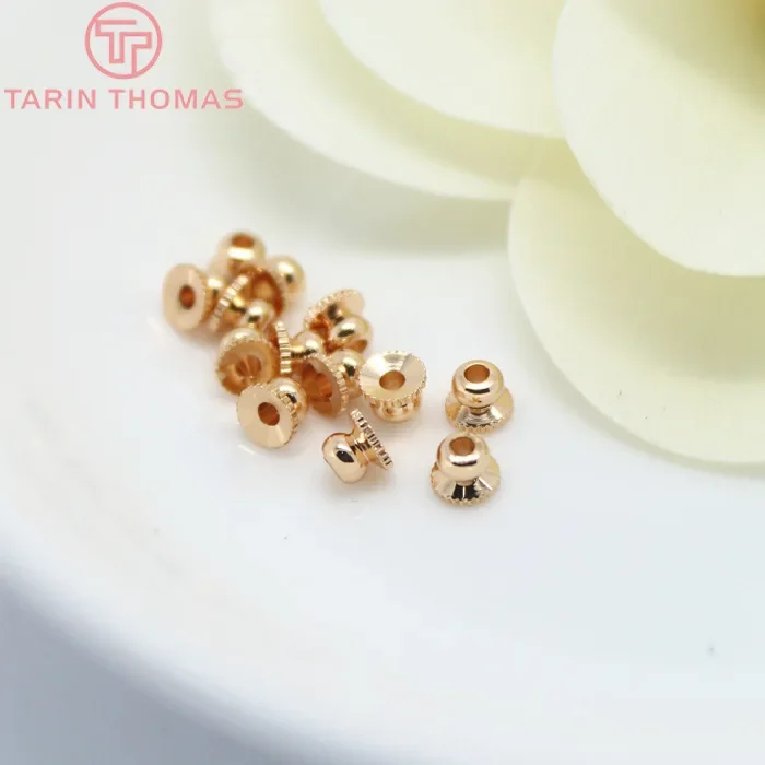 (3171)20 Stück 4x3mm 24 Karat vergoldete Messing perlen Kappen hochwertige DIY Schmuck Zubehör