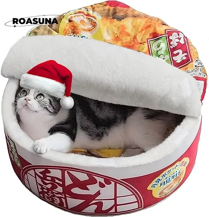 Trendy Creative Pet Litter - Instant Noodle Style, for Dogs & Cats in All Seasons, Warm Enclosed Sleeping cat bed