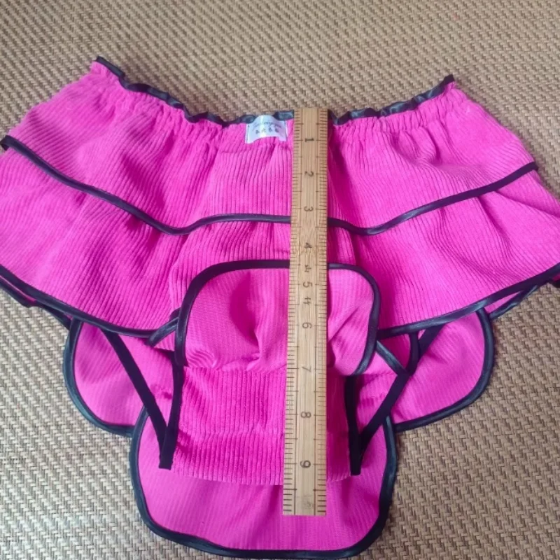 

Sexy Men's Briefs Corduroy Ruffled Massage Women's High Waist Underwear Layered Wrapped Edge Panties Live Show Dance Nightclub