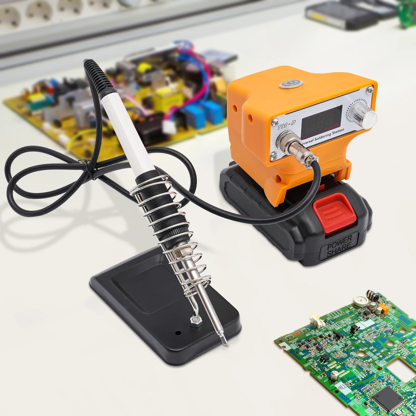 محطة لحام محمولة خارجية باللون الأصفر T12-D محطة لحام حديد دقيقة لإصلاح إعادة صياغة لحام المعادن