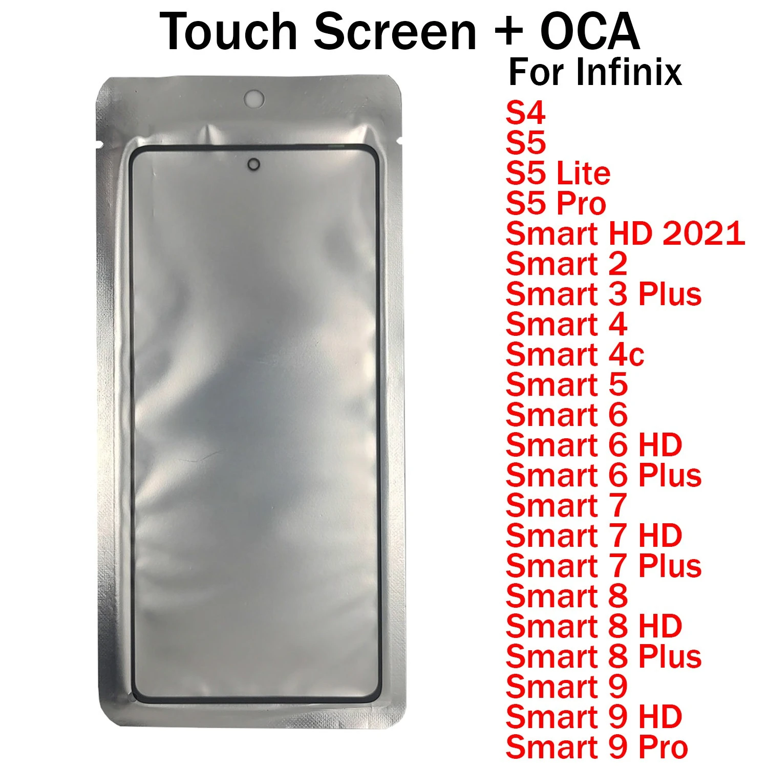 ل انفينيكس سمارت S4 S5 2 3 4 4C 5 6 7 8 9 HD Pro Plus Lite شاشة تعمل باللمس الزجاج الخارجي الأمامي + OCA