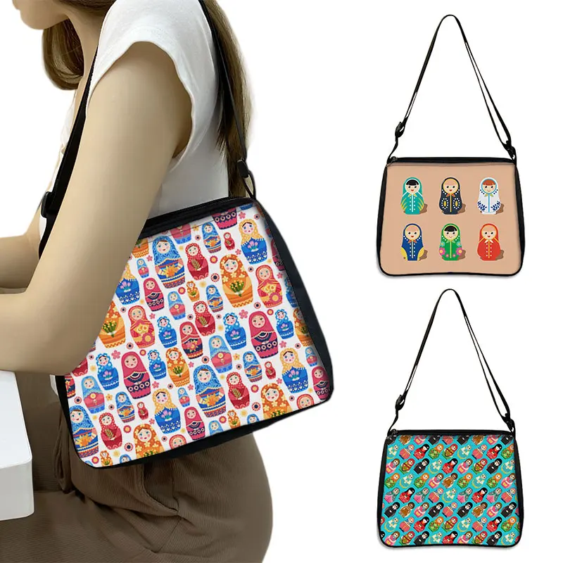 Matryoshka bolso de mano con estampado de muñecas para mujer, bolsos de hombro de anidación rusa para damas, bolso de mano de viaje, bolsas de