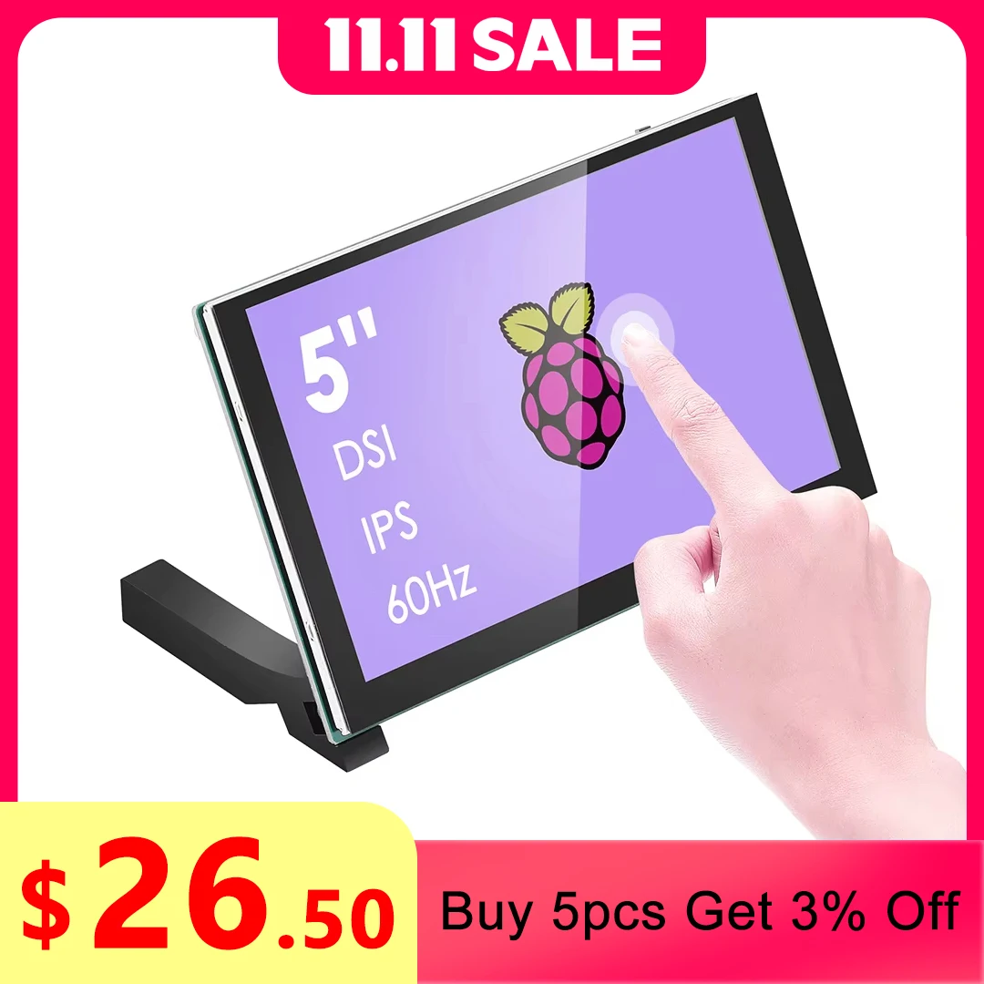 

Miktver портативный 5-дюймовый MIPI DSI дисплей HD 800x480 емкостный сенсорный монитор для Raspberry Pi 4/3/2/1/B +/A +, Win 7/8/10