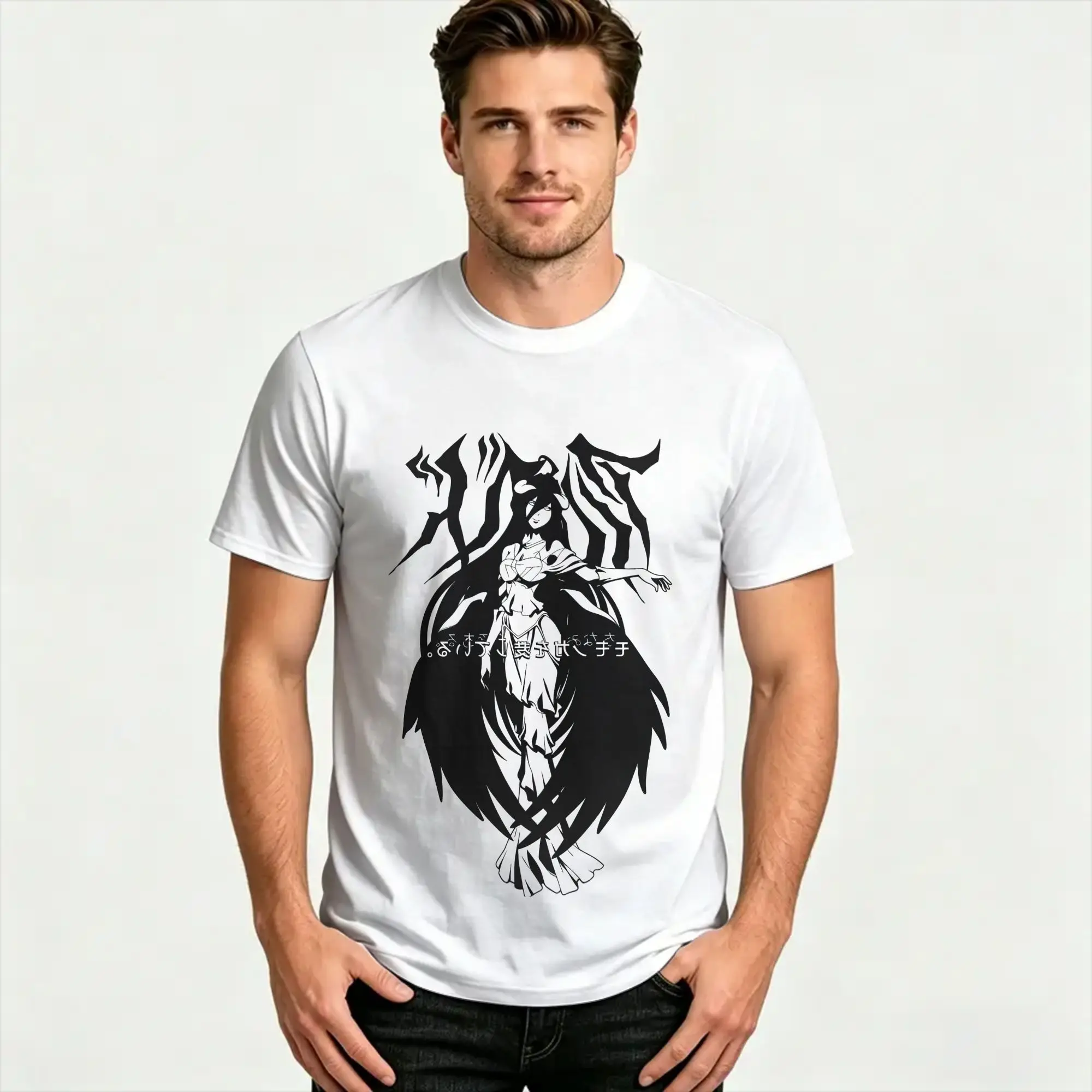 Couple T Shirt Manga Overlord Albedo T-Shirts Hipster  Summer Tees Vintage Cotton Tops Plus Size 5XL