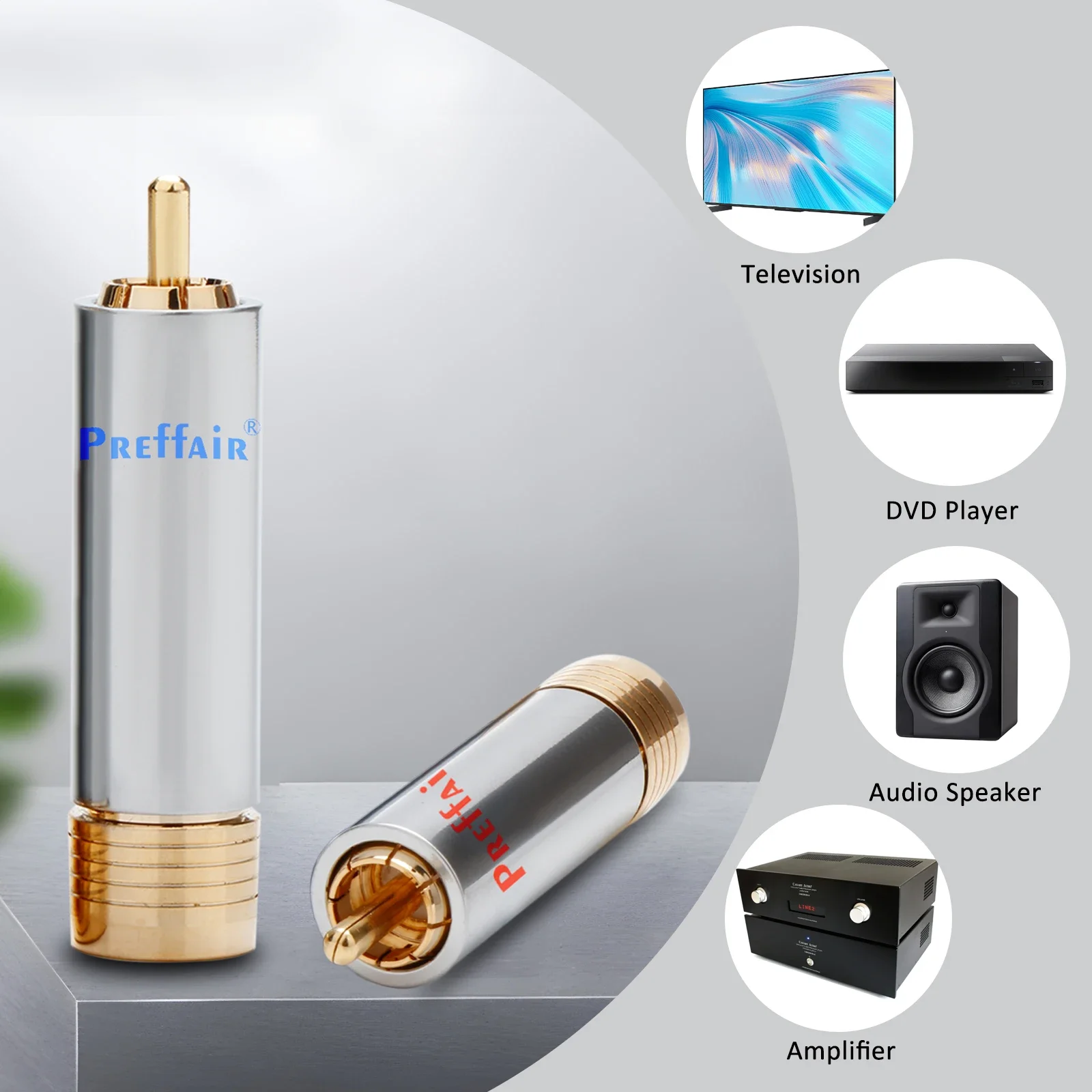 4pcs Preffair RCA Connector solder free screw locked hifi audio rca Plug for Amplifier Speaker DAC CD Player mixer