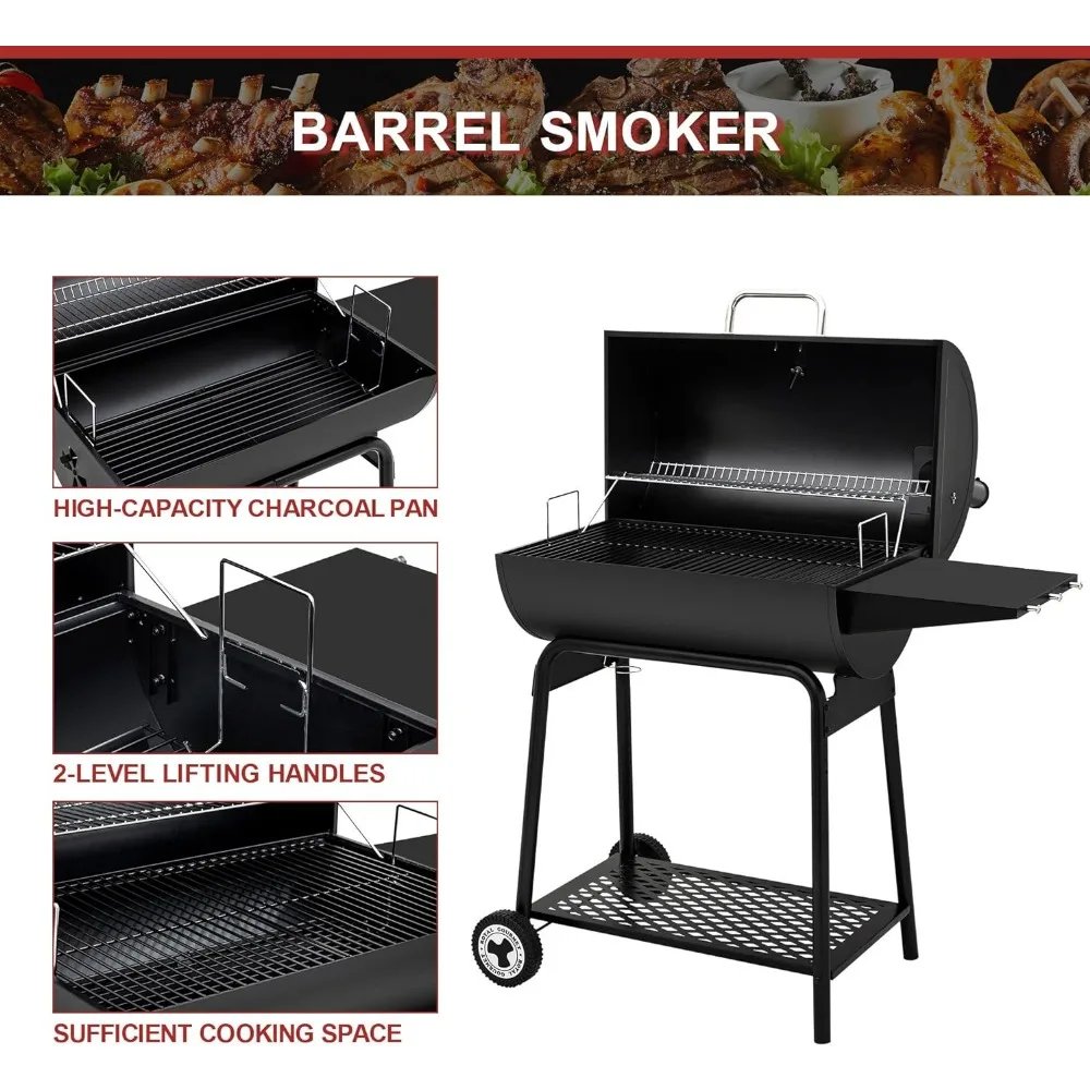 Imagem -06 - Charcoal Grill com Mesa Lateral 627 Polegadas Quadradas Quintal ao ar Livre Pátio e Festas Preto Cc1830 30-black