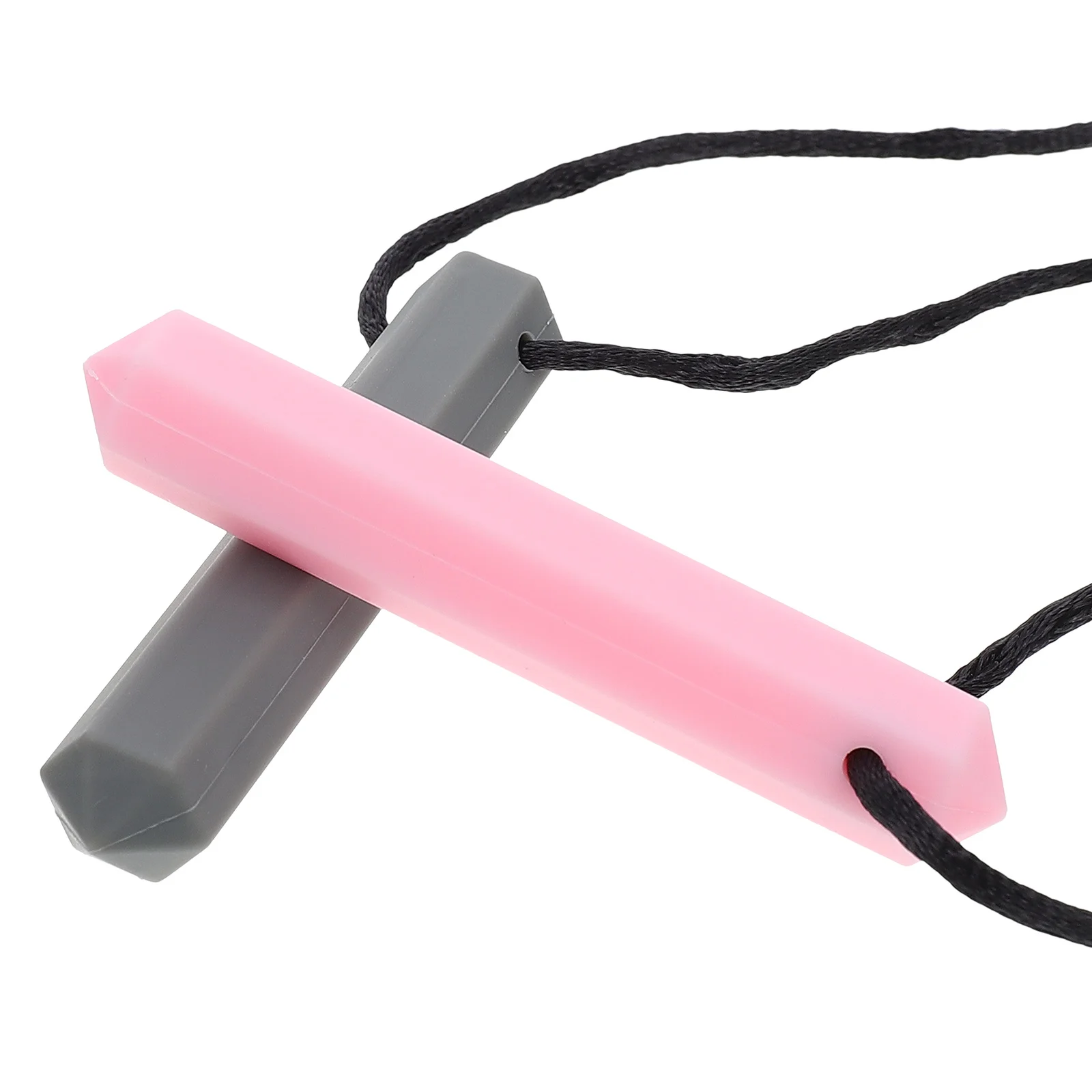 2개입 아기 씹는 장난감 실리콘 치발기 내구성 안전한 어금니 막대 치아 연마 씹는 목걸이 아기 치발기 씹는 장난감