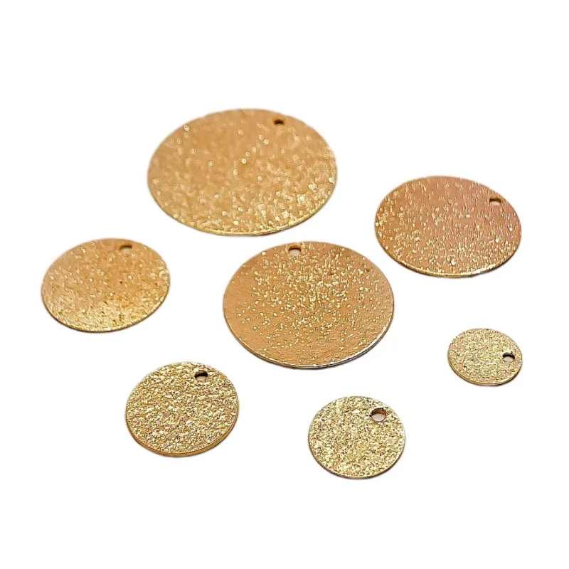 White K Gold Color Round Metal Slice Pendant Charms Necklace Earrings Accessories Supplies for Jewelry Making Diy Material 10pcs