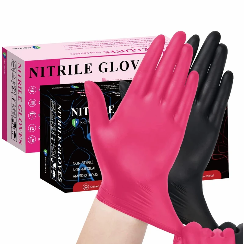 Fuchsia Nitrile Disposable Gloves Pink 20/50/100PCS Powder Latex Free Cleaning Gloves For Beauty Hair Dye Esthetician Nail Salon