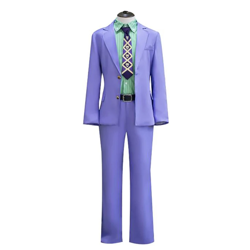 

Kira Yoshikage Cosplay Costume blue suit Whole Set with tie for halloween and Christmas Party costume for Men Women costume