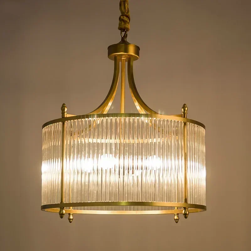 Led E14Modern Copper Chandelier Glass Tubes Round Gold Metal Pendant Chandelier Lighting 2 Models