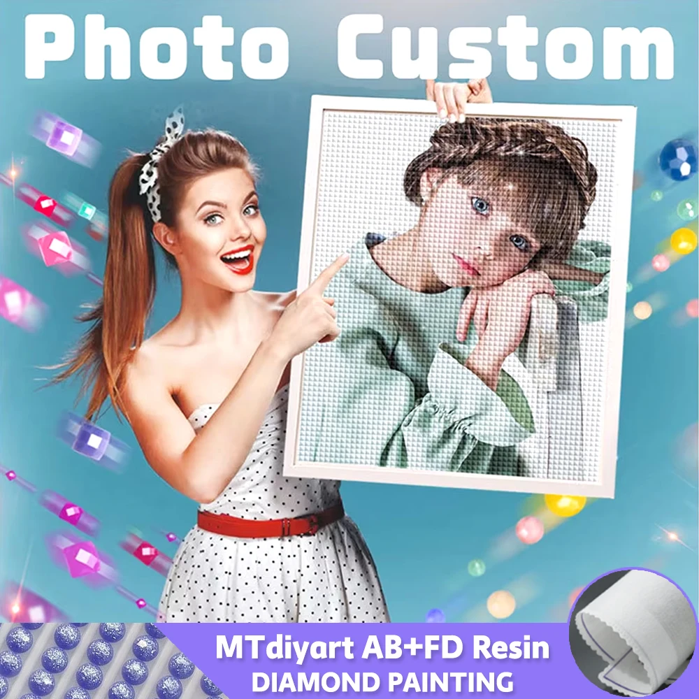 Resin Custom Diamond Painting Part AB Fairy Dust Photo Full Drill DIY 5D Mosaic Embroidery Hobby Birthday Velvet Canvas Gift