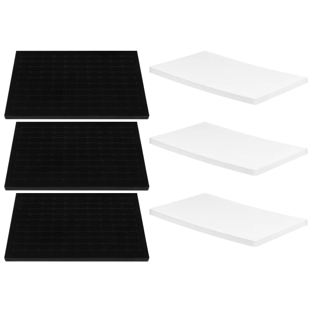 6 قطعة صندوق مجوهرات إدراج منصات الإسفنج القرط عرض الحصير حلقة صينية العرض درج منظم معرض المجوهرات إدراج #2