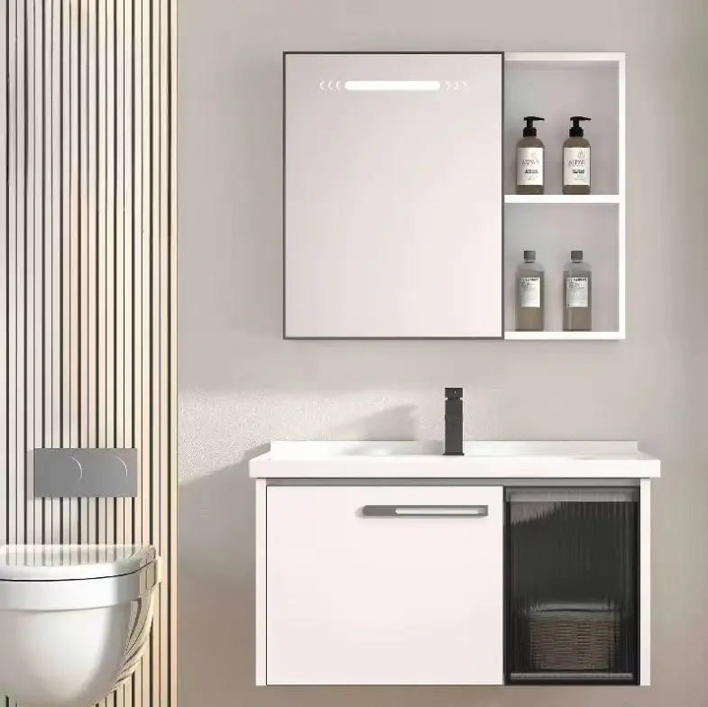 ￥#Waterproof PVC Bathroom Washbasin Cabinet Wall Hung Bathroom Floating Vanity Unit