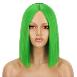 HAIRJOY Peluca de Cosplay para mujer, pelo sintético corto y recto, parte media, Bob, Verde