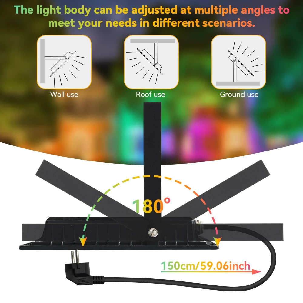 TUYA RGB الكاشف الذكية APP التحكم LED حديقة الأضواء IP66 مقاوم للماء 50 واط 100 واط WIFI ربط أضواء للإضاءة في الهواء الطلق #3