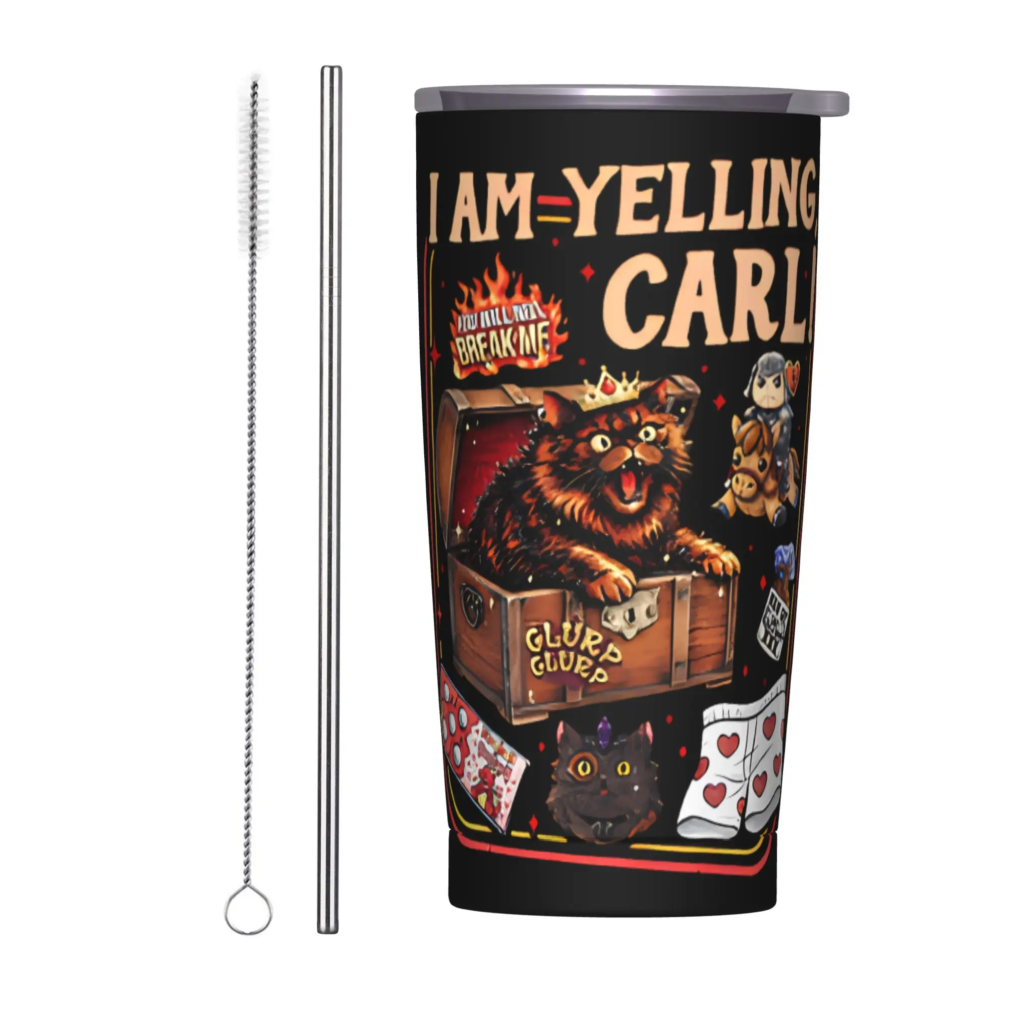 Stainless Steel Tumbler I Am Yelling Carl Donut Cat Meme Thermal Cups  Insulated Cold and Hot Camping Mugs Cup