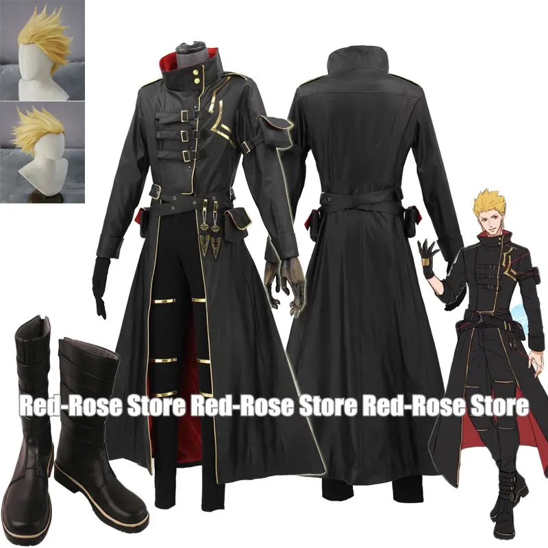 Game Anime Fate Grand Order FGO Gilgamesh Glittering Ceremonial Gothic Trench Cosplay Costume Suit Wigs shoes For Halloween