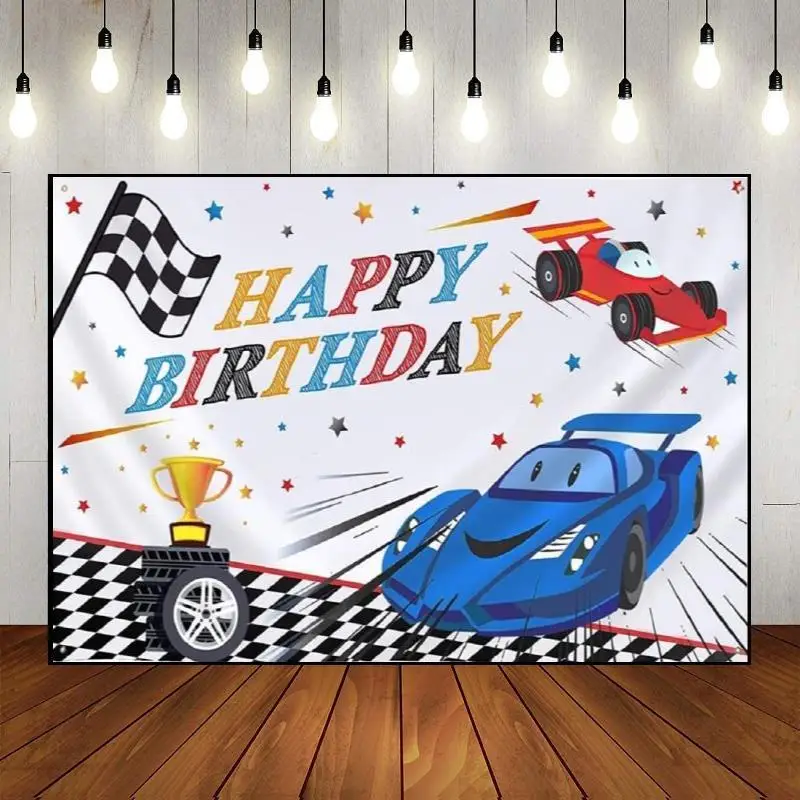 

Racing Car Speed Cars Party Backdrop Race Hot Wheels Birthday Decoration Background Newborn Photography Props Photo Route 66