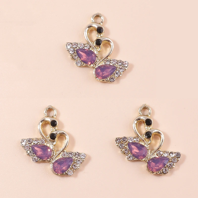 Leslie 10 Stück exquisite Zirkon-Kristall-Schwan-Anhänger für Damen, Ohrringe, Halskette, Hochzeit, Schmuck, Accessoires, modische Geschenke – Detail 6