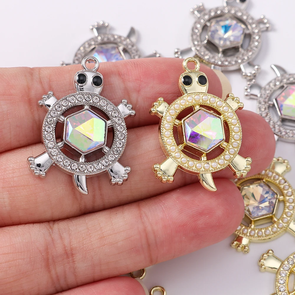 

5pcs Cute Crystal CZ Turtle Pendants Charms for Jewelry Making Necklace Earrings Bracelet DIY Handmade Accessories