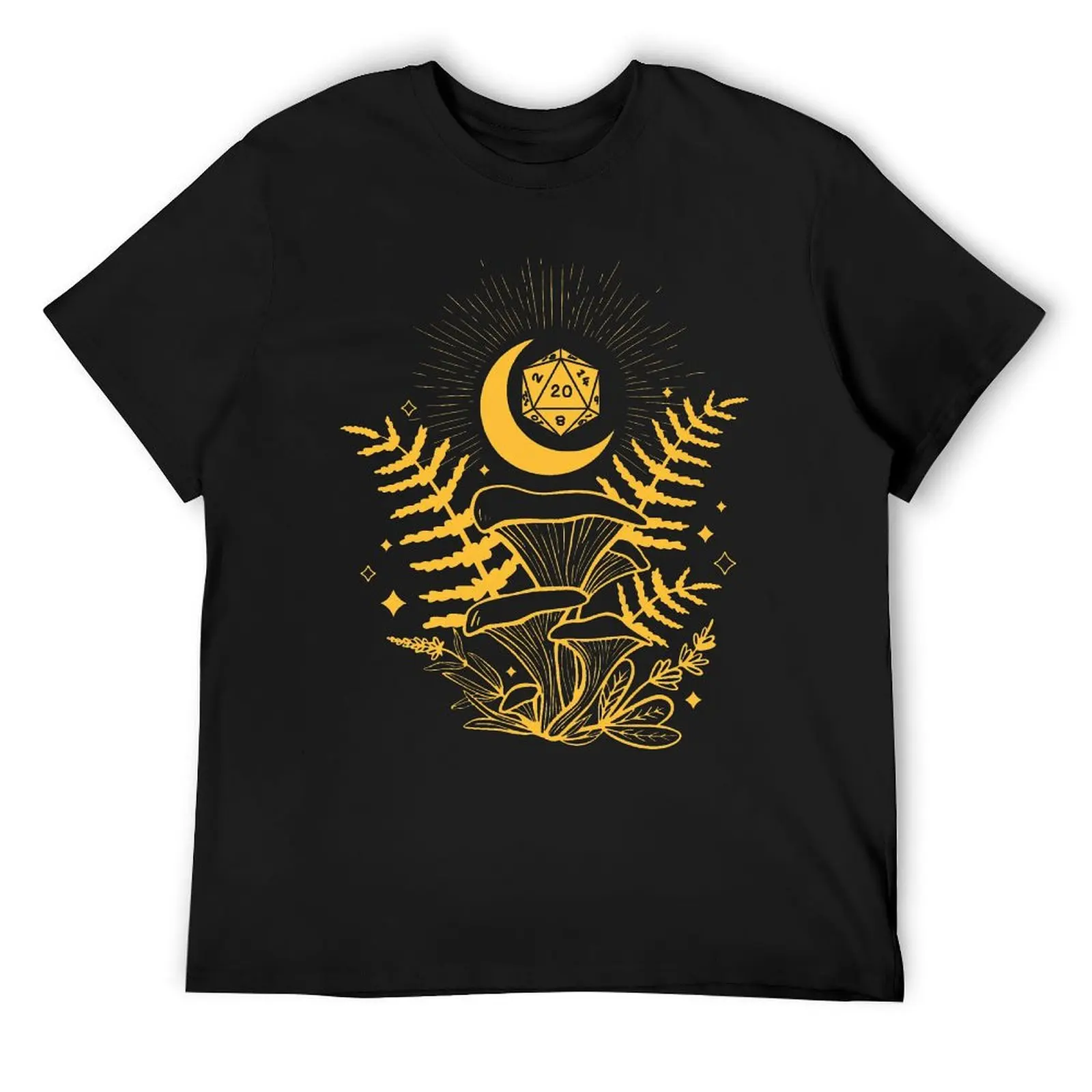 DND DRUID DICE Forest Mushroom Fern And Moon Top Tee Graphic Cool T-shirt Round Neck Motion  Casual Fitness USA Size