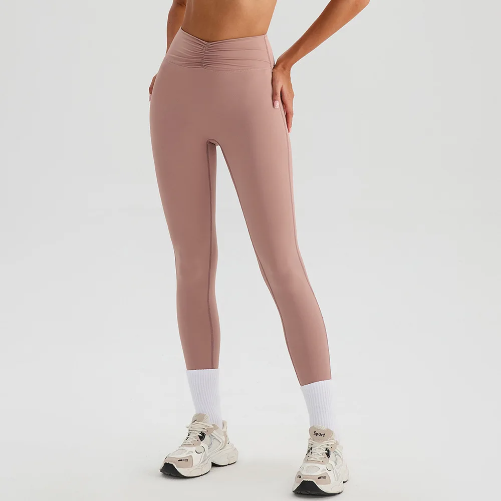 

Maxdutti Naked Lycra High Waist Yoga Pants For Women With High Elasticity Hips Push Up Wearing Small Legged Pants Woman Clothes