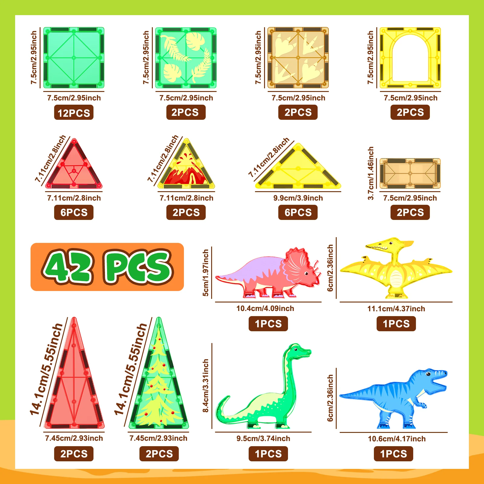 Jouets de dinosaures, blocs de Construction de carreaux magnétiques, jouets pour enfants, jouets magnétiques à tige du monde des dinosaures pour tout-petits, jeu de Construction créatif