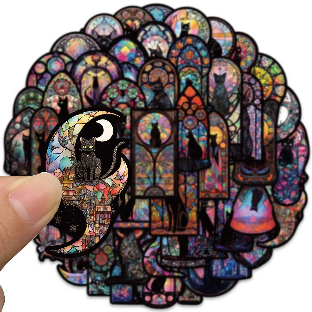 50pcs Gothic Cartoon Aesthetic Black Cats Stickers For Laptop Phone Luggage Guitar Bike Car Waterproof Graffiti Vinyl Decals