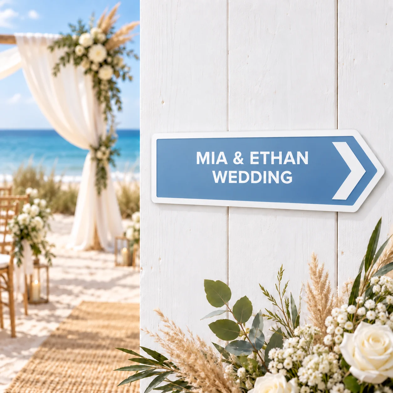 Personalized Wedding Arrow Sign Custom Text Names Date Left Right Directional Sign Wedding Reception Guide Wall Decor Plaque