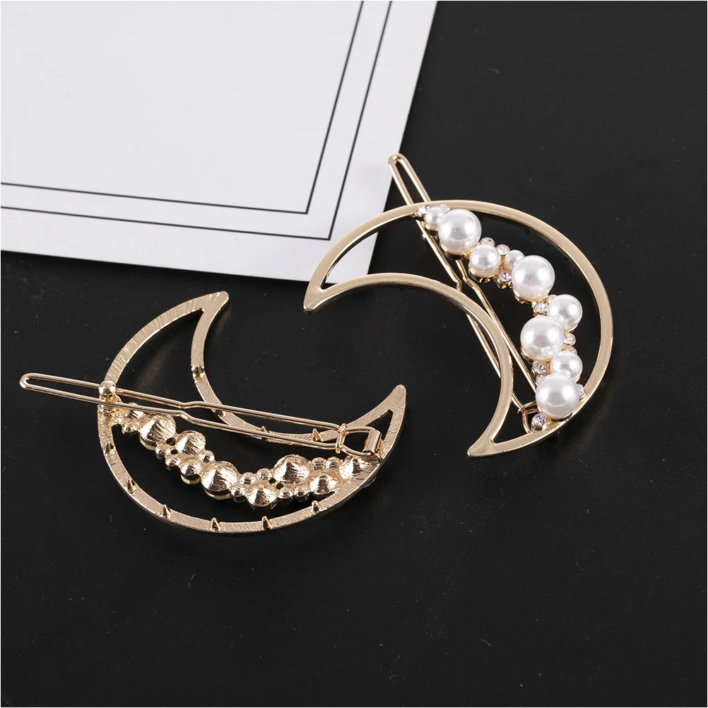 

4pcs Pearl Barrettes Hollow Rhinestone Hairpins Women Accessories Dry Color Section Tool Styling Fixing