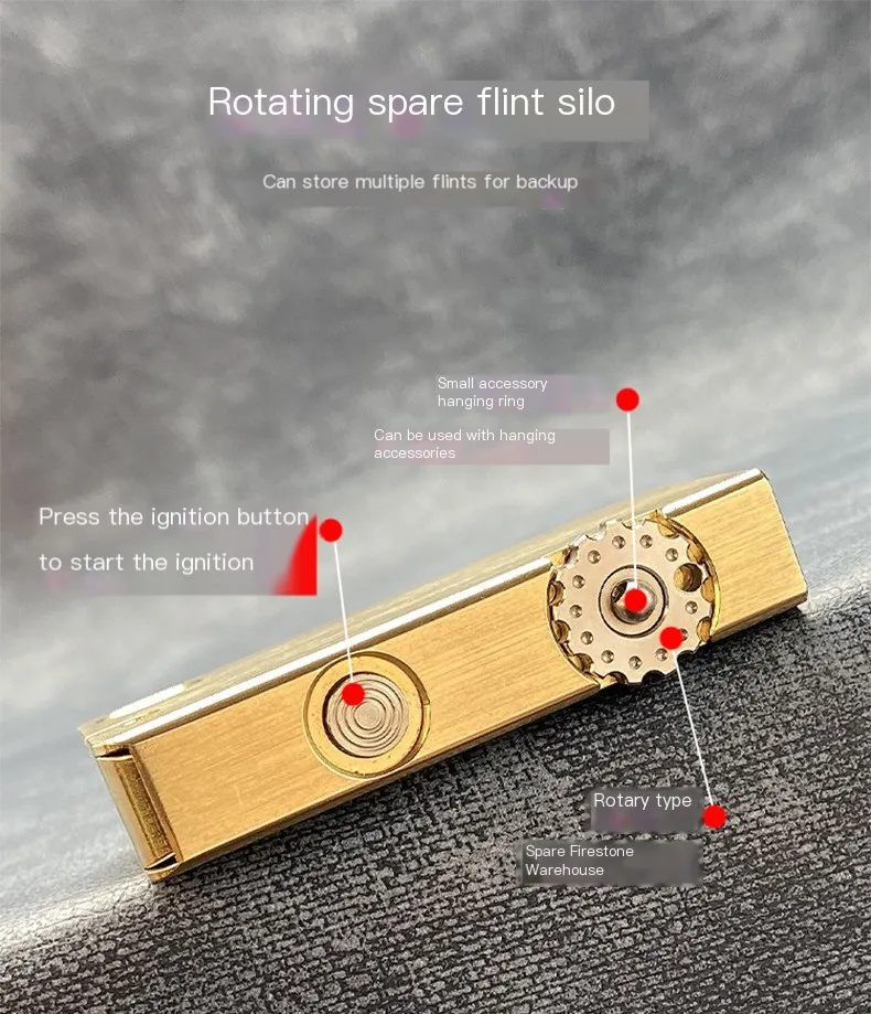 Rare Brass Fuel Lighter Semi Automatic Gasoline Cigarette Lighter Catapult Ignition Match Function Collective Kerosene Lighter