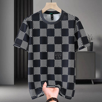 Summer Brand Men's Luxury T-shirts Mesh Round Neck Casual Short Sleeved T-shirt Social Nightclub Streetwear Breathable Tees