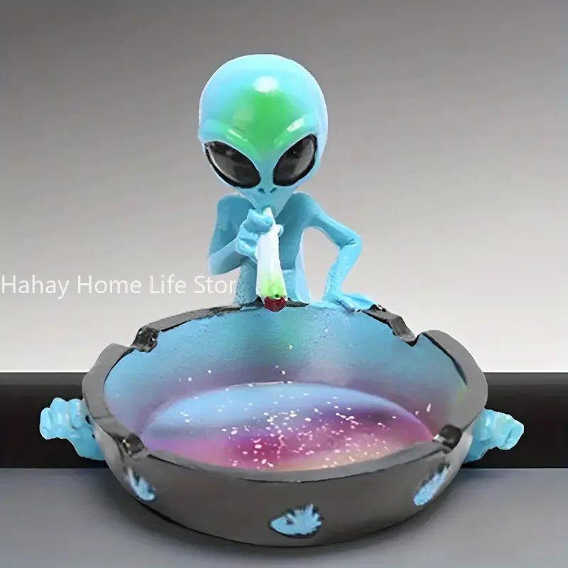 ALIEN Decoration tabletop ashtray resin hiphop Container Retro Vintage Home Office Bar Ornament Crafts Man smoking accessories