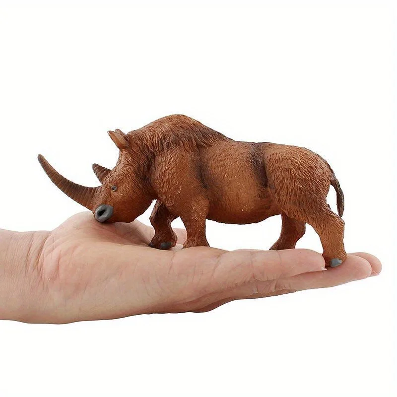 Science and Education Cognition Static Ornaments Solid Animal Long Haired Rhinoceros Toy