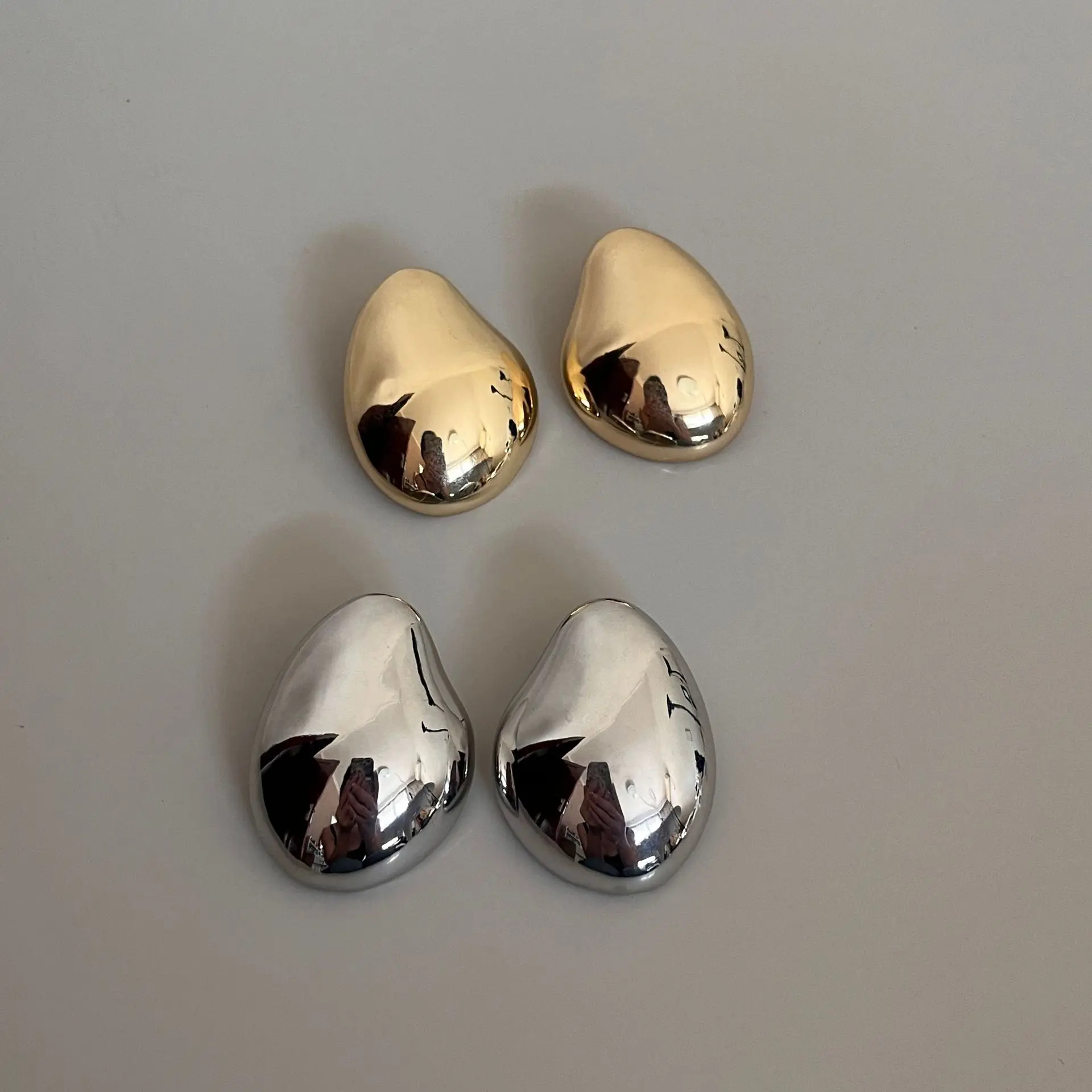 Europe and America New Trend Metal Glossy Large Earrings for Women Simple Temperament Unique Jewelry Gifts