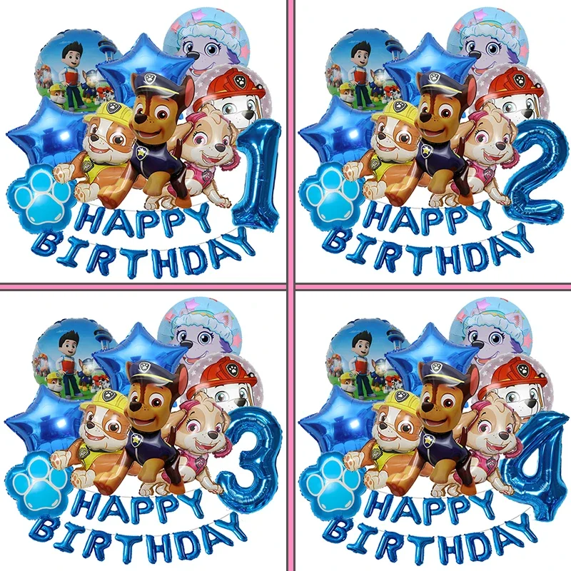 Geburtstag Banner PAW Patrol Ballon Dekoration Aluminium Film Digital Ballon Set Hund Chase Skye Kinder Party Liefert Spielzeug